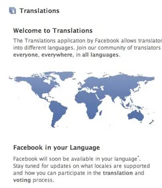 Facebook "Translations" page