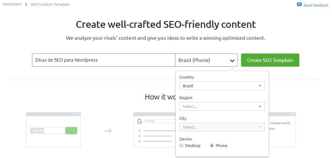 Tela do SEO Content Template