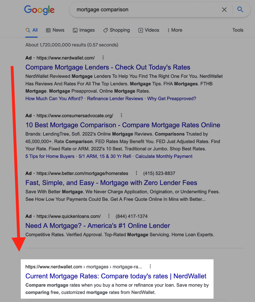 Google SERP without SERP features