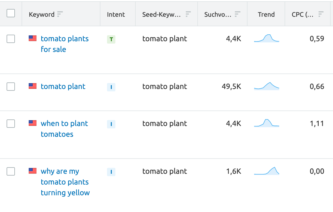 Semrush Longtail Beispiel