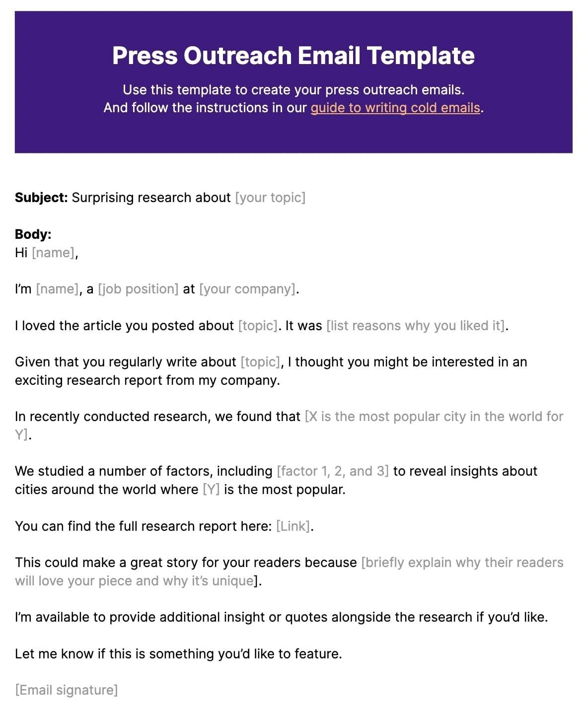 Press Outreach Email Template
