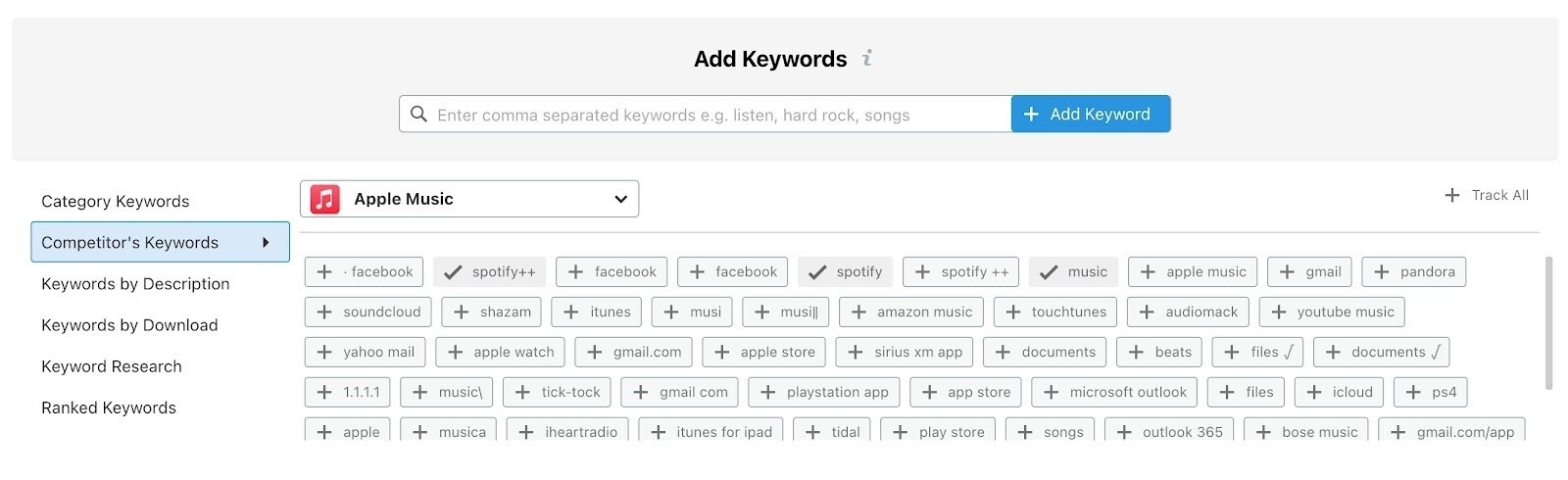 keywords from mobile app insights