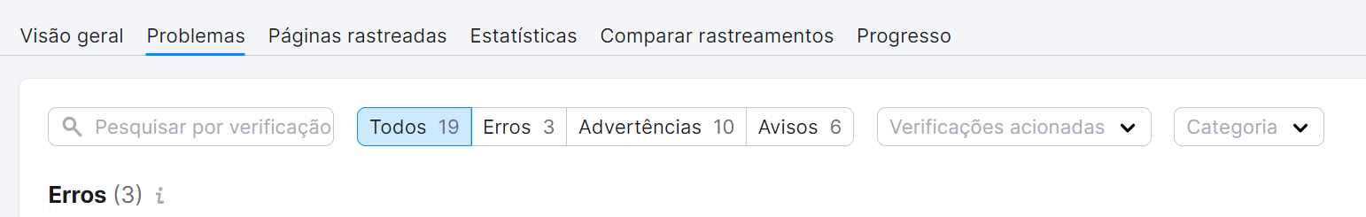 3 passos para impulsionar o SEO do seu site 6 aba problemas na ferramenta auditoria do site