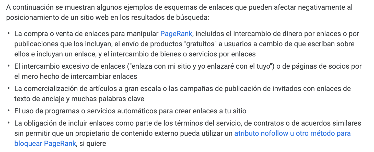 Penalizaciones Google - Ejemplos de esquemas de enlaces