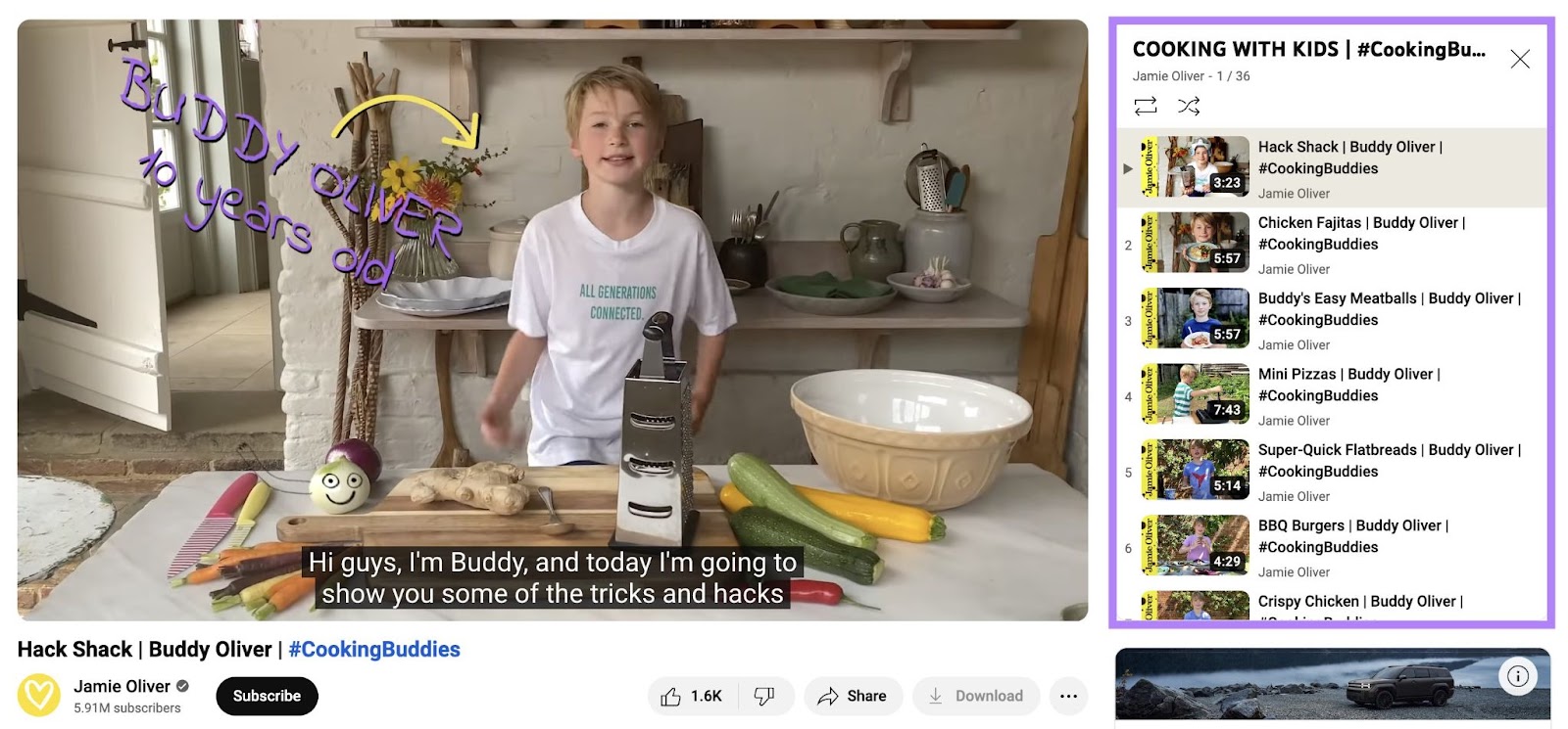 Jamie Oliver's "COOKING WITH KIDS" YouTube playlist