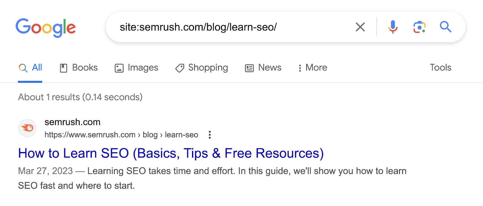 search for “site:semrush.com/blog/learn-seo/”