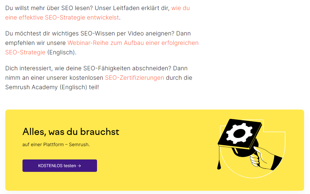 CTAs in Semrush-Blogartikel