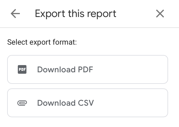Select export format window