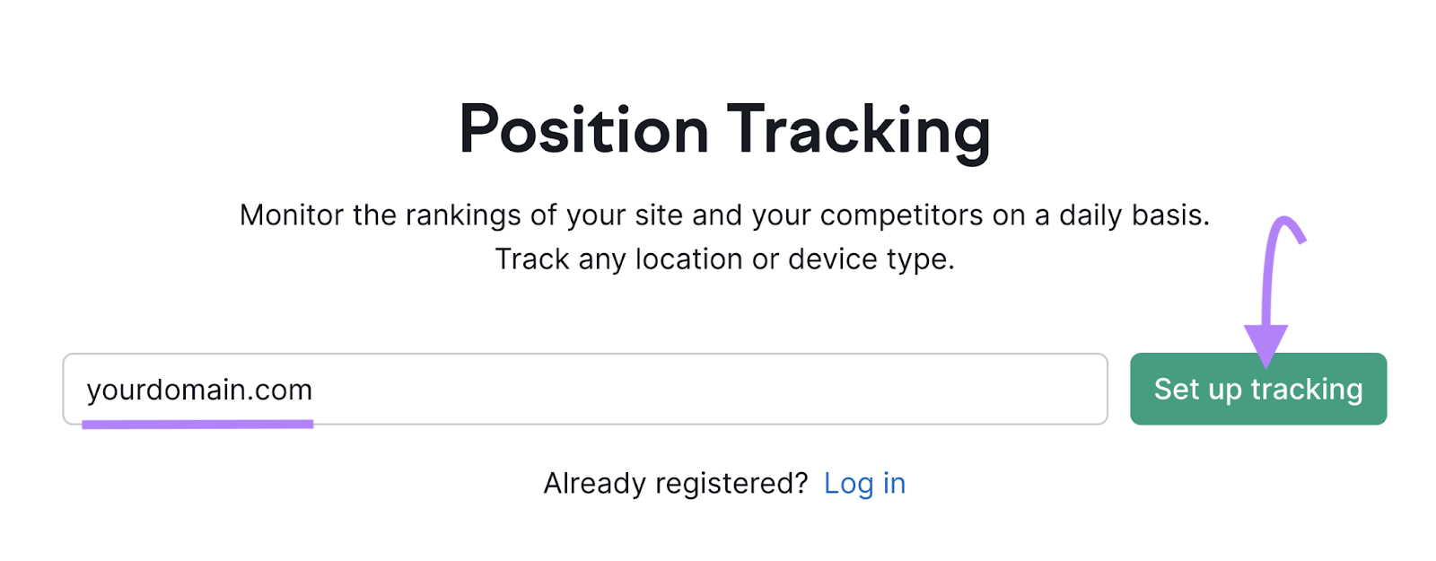 entrez votre domaine dans les outils de suivi de position,