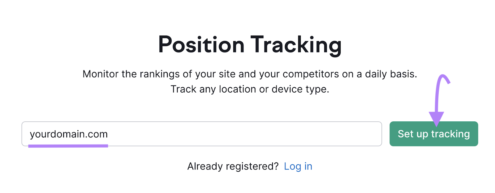 enter your domain into position tracking tool start