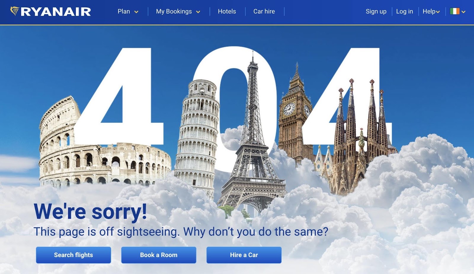 Ryanair 404 page.