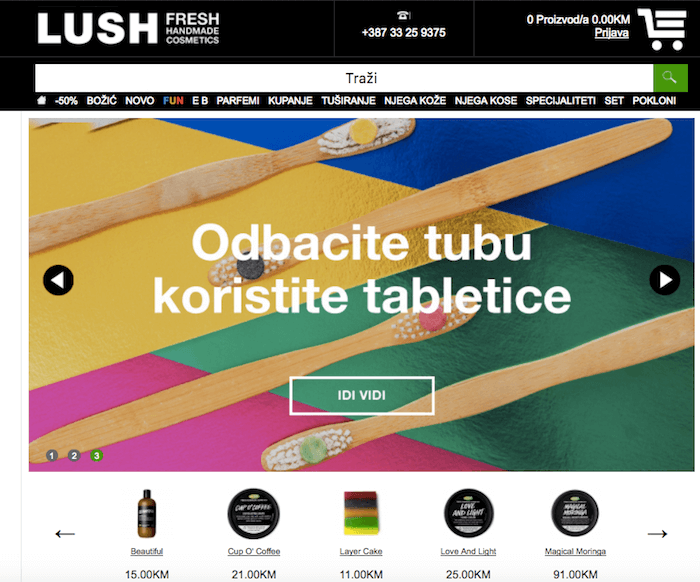 L'ecommerce di Lush per il mercato bosniaco