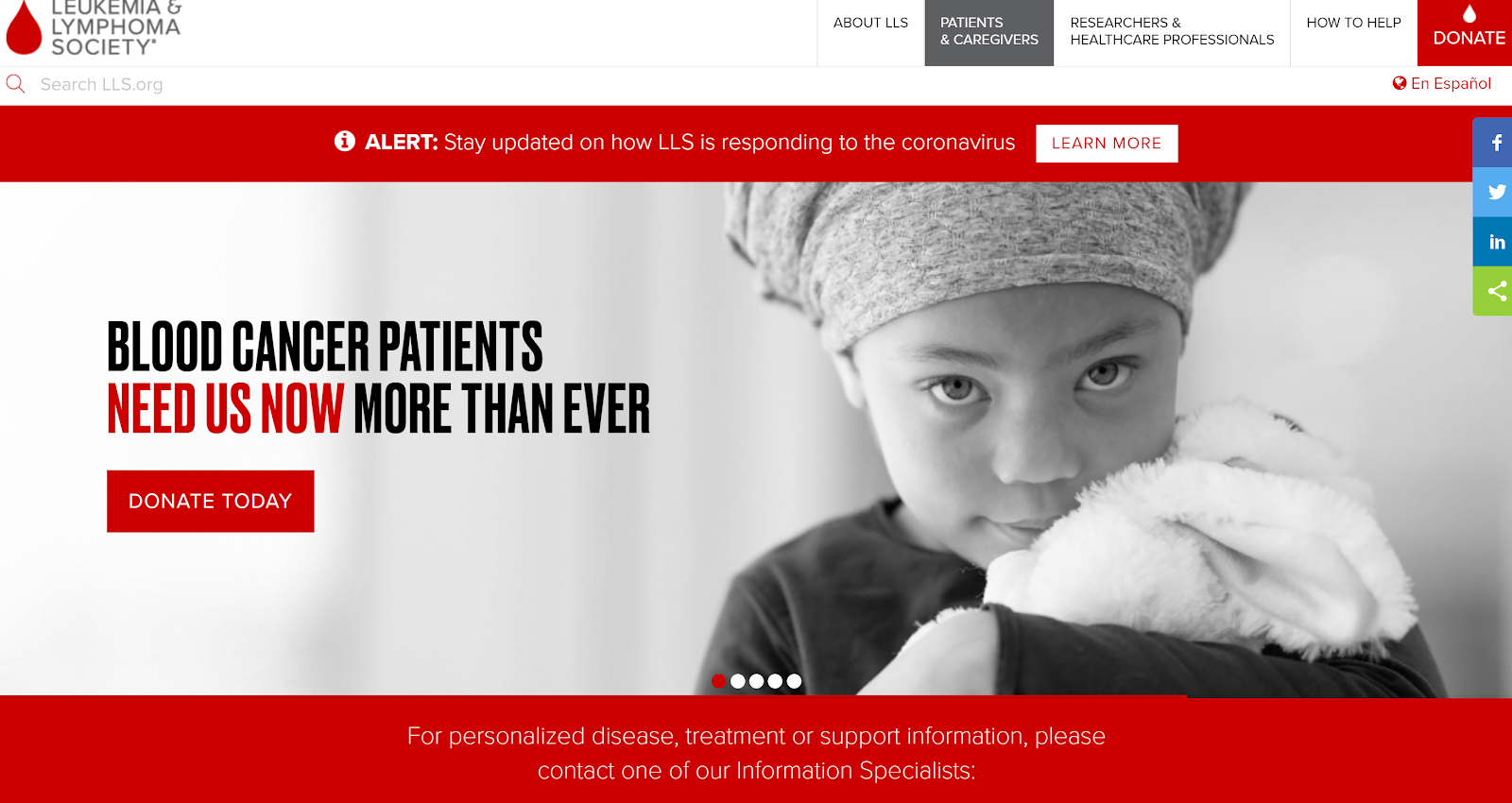 Leukemia and Lymphoma Society page