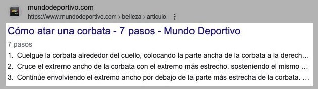 Fragmento destacado en Google