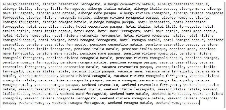 Analisi Keyword - Astrazione di "Hotel Cesenatico"