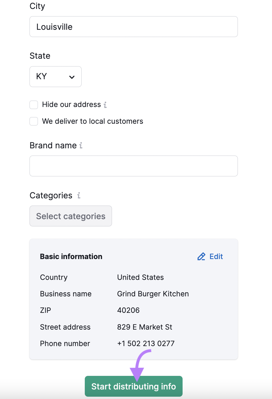 Listing Management subscription form