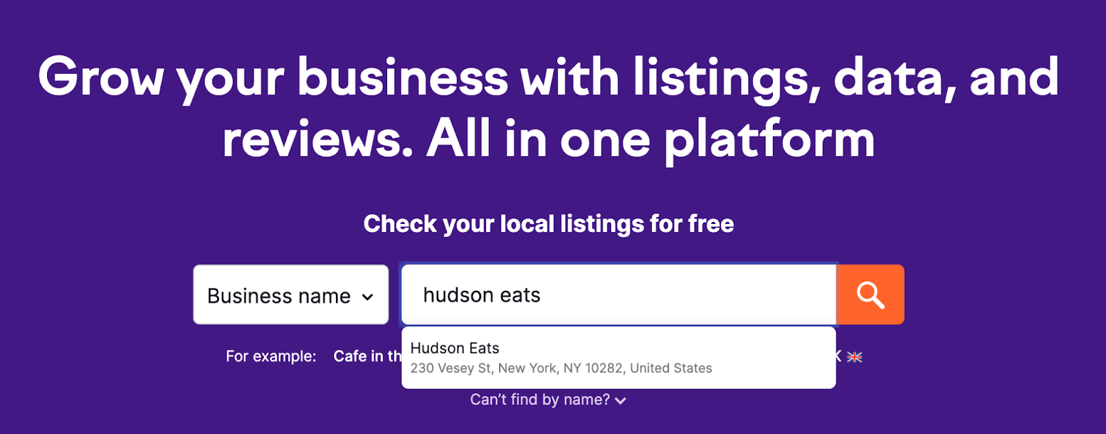 search for "hudson eats" in Listing Management tool