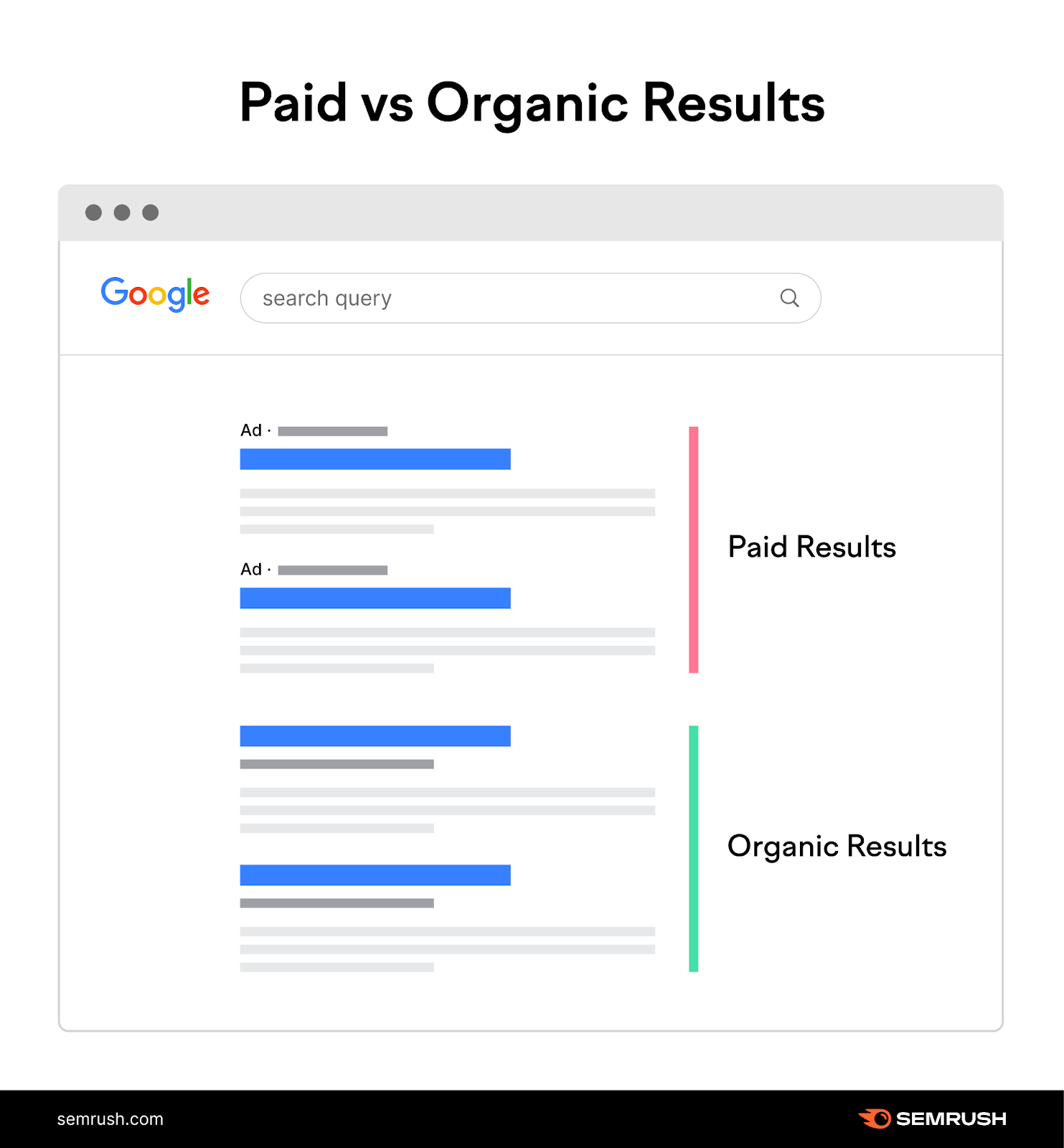 Paid vs organic results on Google SERP