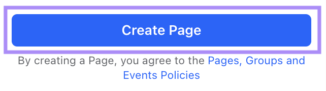 "Create Page" button