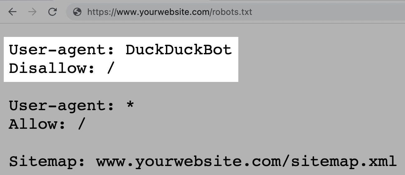 all bots except DuckDuckGo instructed to crawl the site