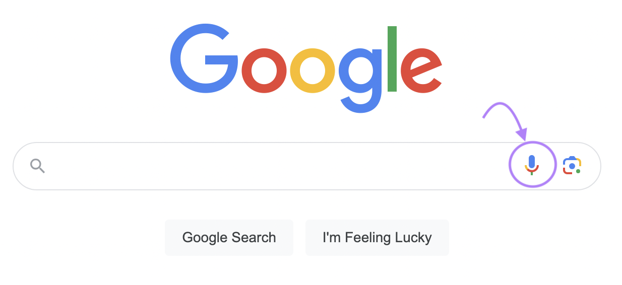 The speaker icon next to the Google search bar