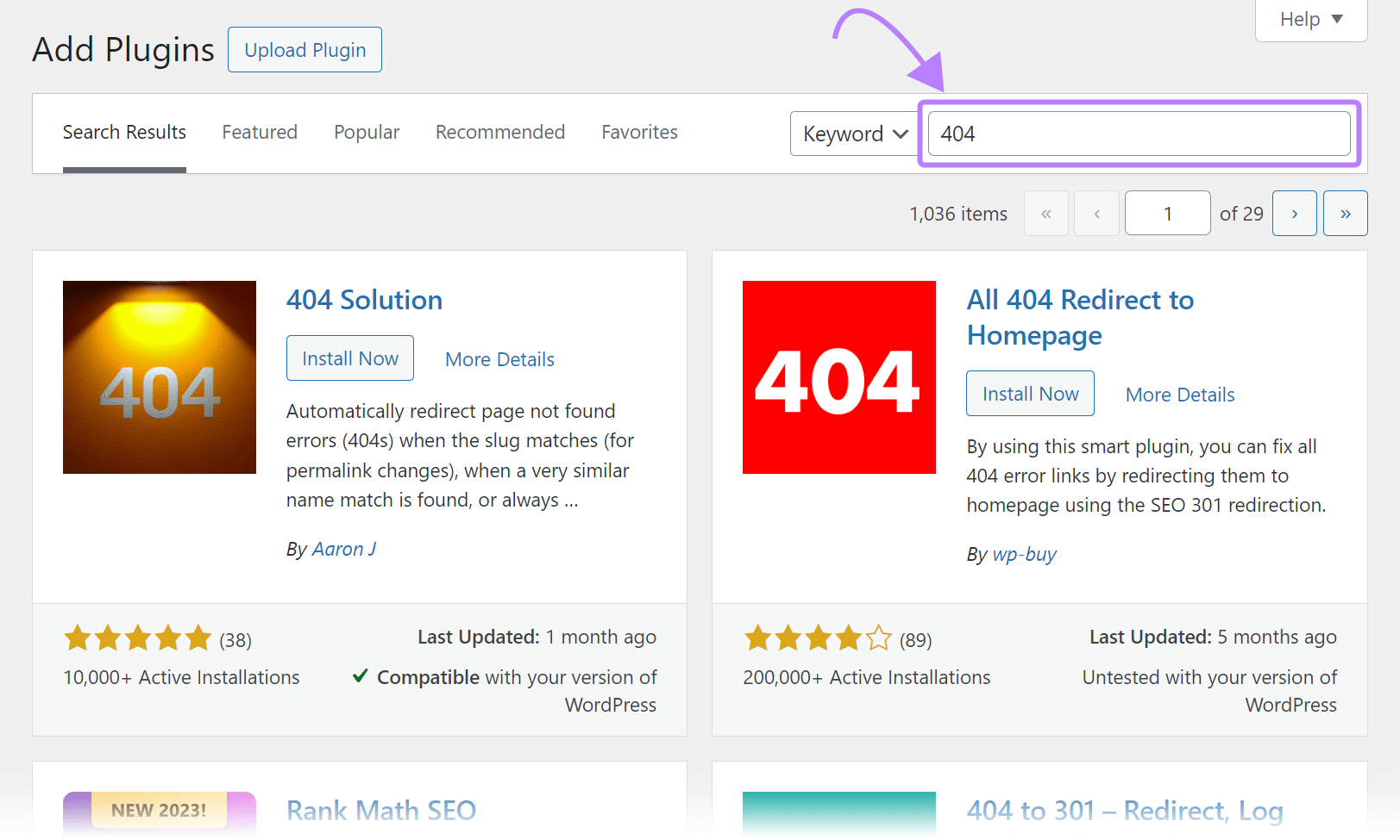 404 plugin on WordPress