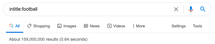 Showing intitle search operator