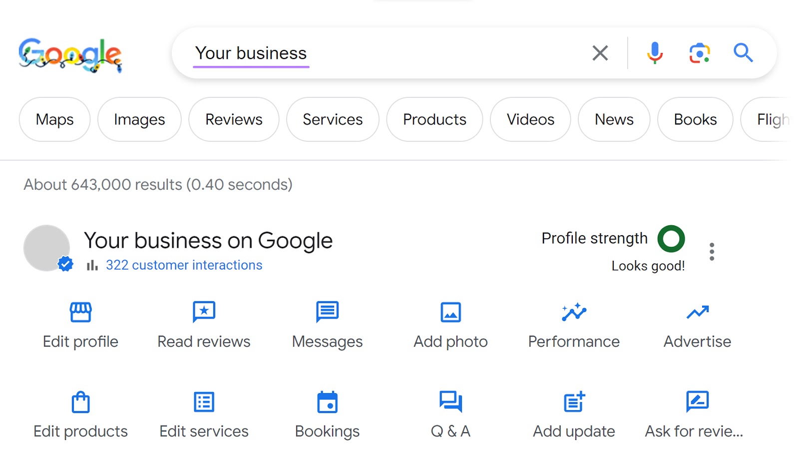 Google Business Profile dashboard