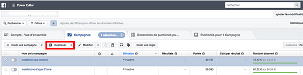 Dupliquer une publicité Facebook