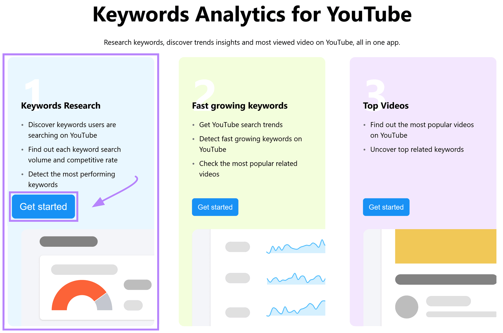 "Keyword Research" option selected under Keyword Analytics for YouTube