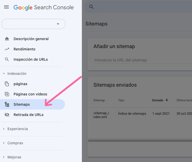 Localización de sitemaps en GSC