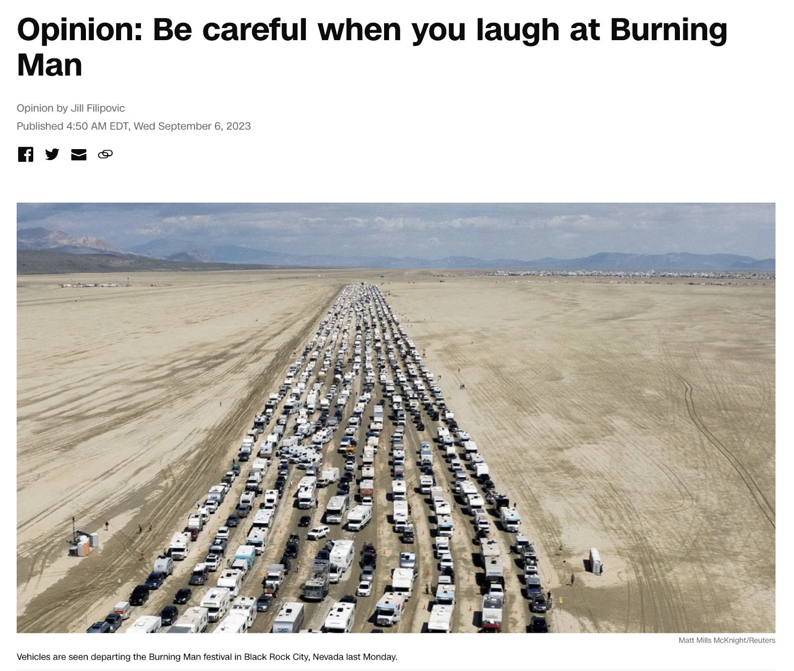 "Opinion: Be careful when you laugh at Burning Man" article on CNN