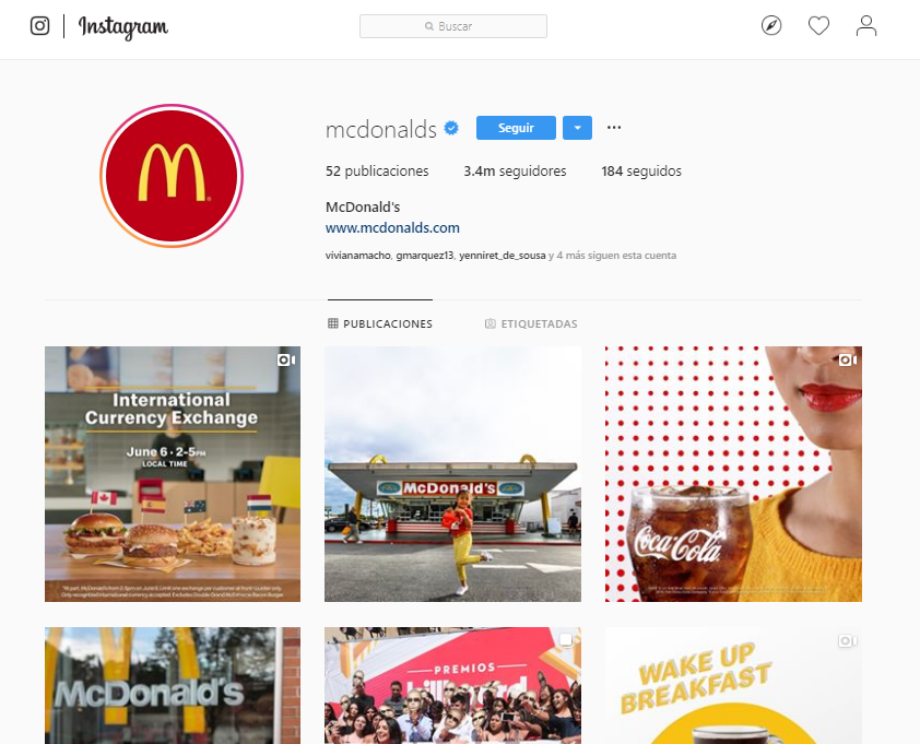 Likes en Instagram - McDonald's