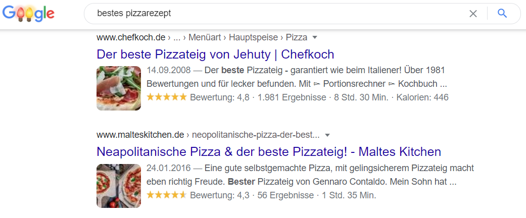 SERP-Funktion Rezensionen