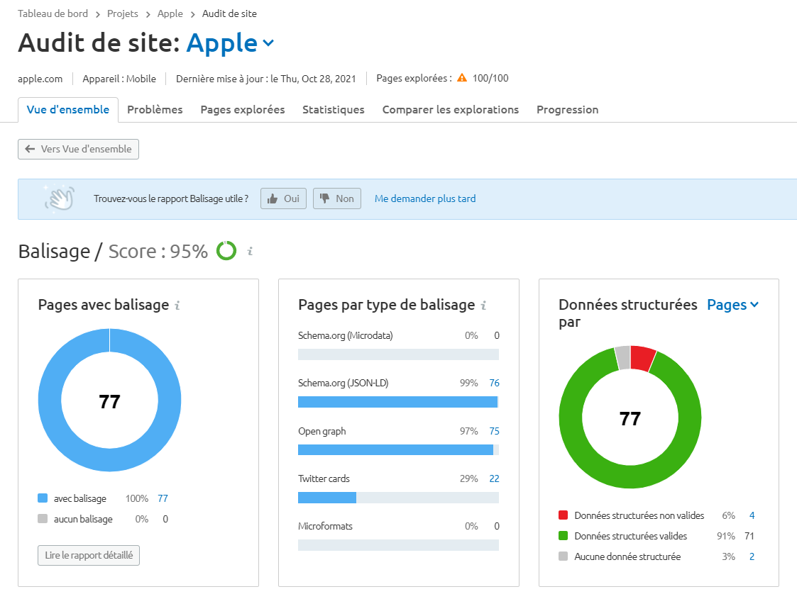 Semrush Audit de site Balisage