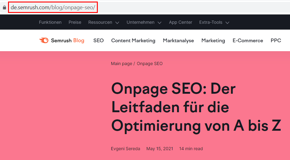 Screenshot: URL spiegelt Titel wider