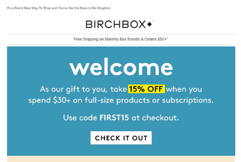 welcome offer from Birchbox