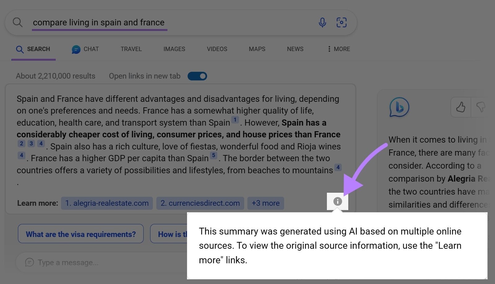 "This summary was “generated using AI based on multiple online sources” box