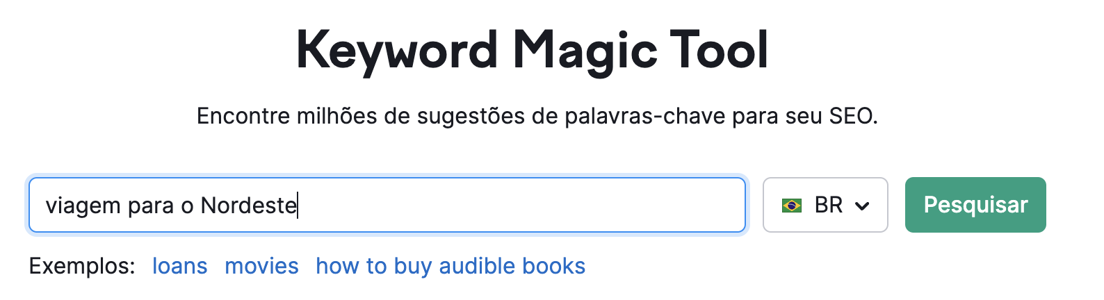 Keyword Magic Tool da Semrush - tela inicial