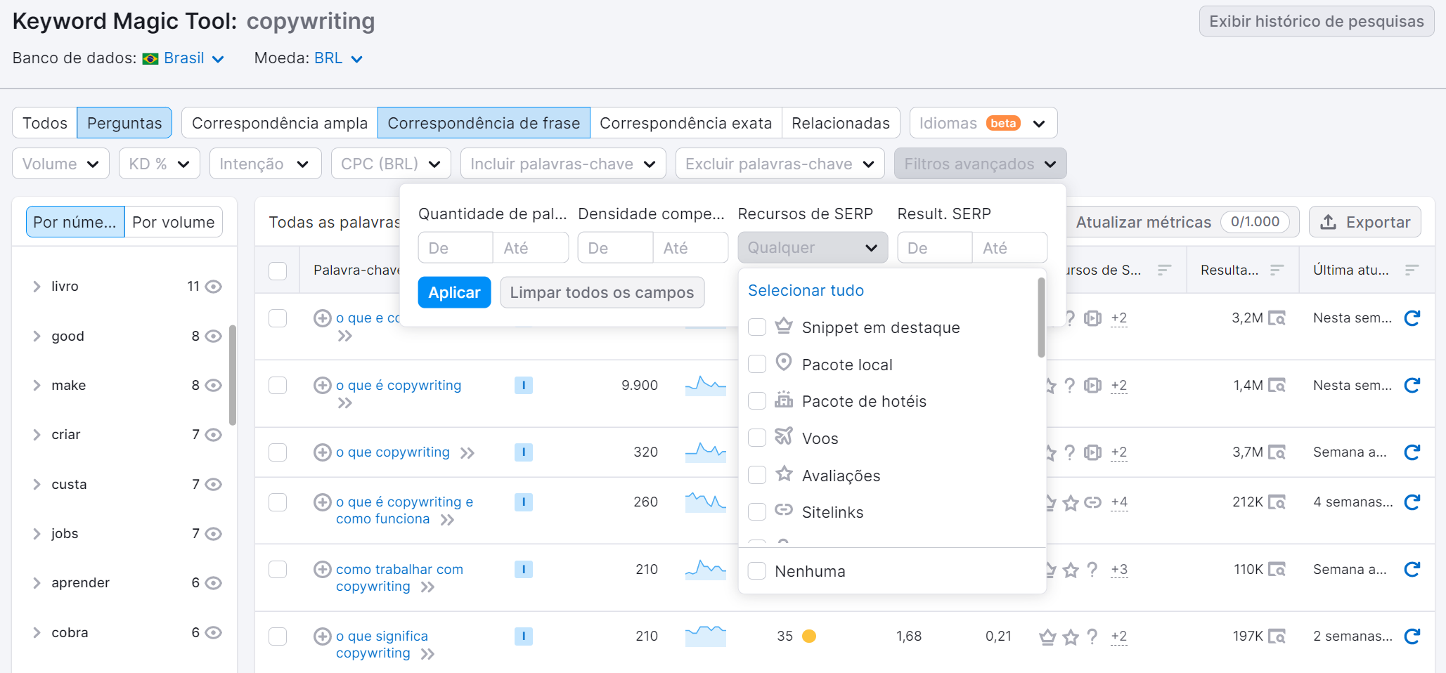 Como criar uma estratégia eficaz de SEO em 8 passos (+template) 31 filtros avançados - recursos serp