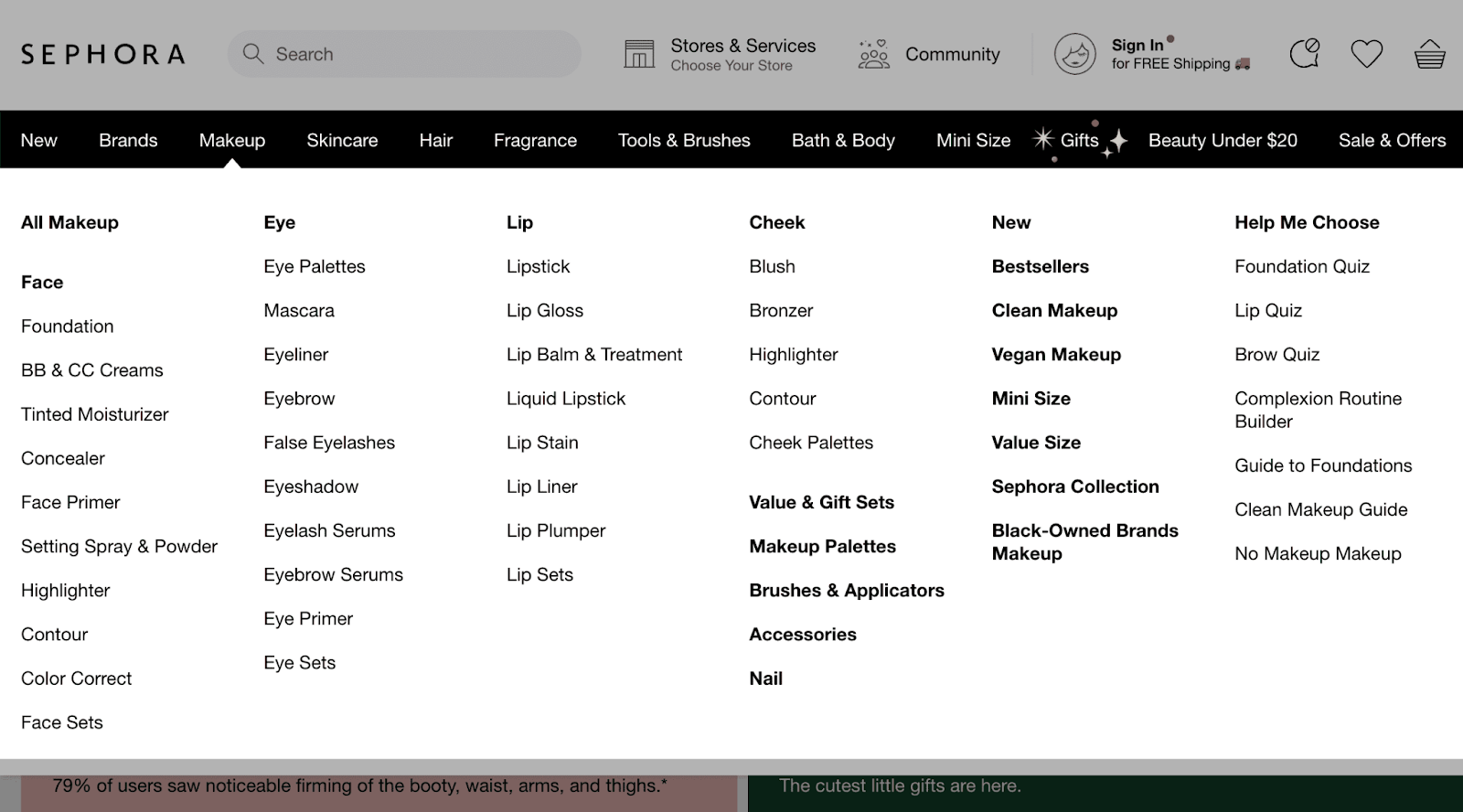 Best Practices for SEO Site Structures 7 Sephora’s user-friendly navigation menu grouped by well-known categories