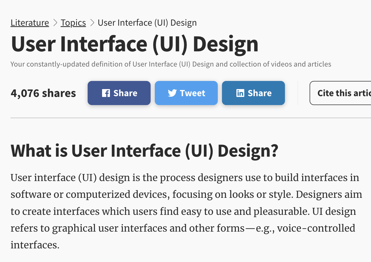 Interaction Design Foundation's article introduction