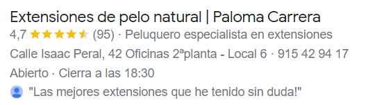 extension de reseñas