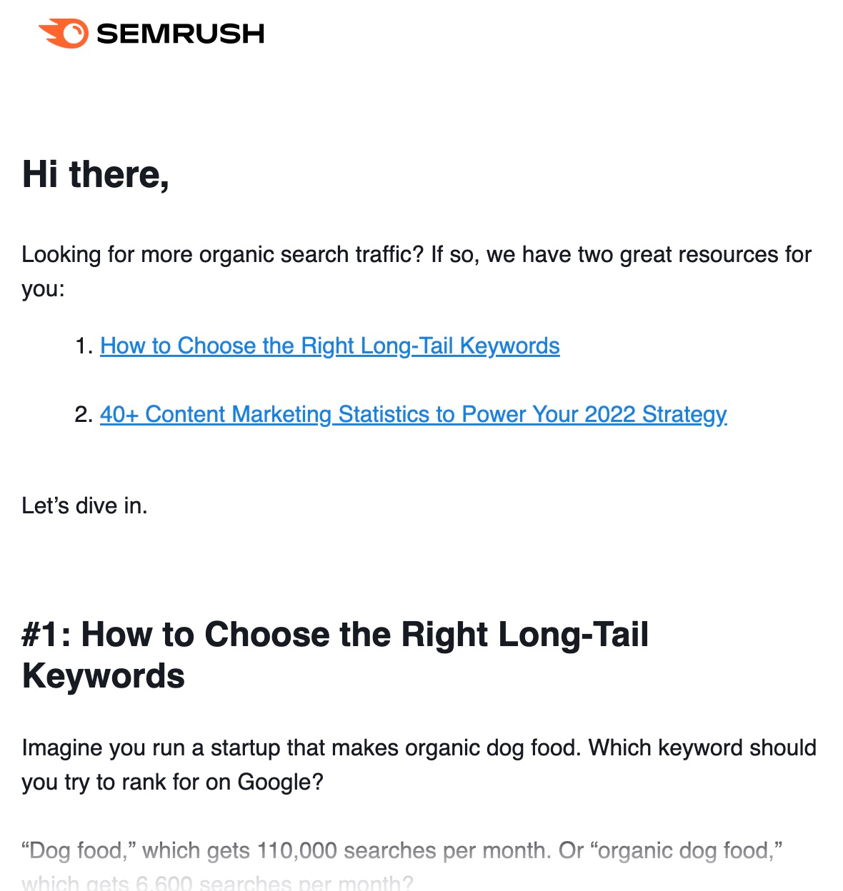 Semrush newsletter