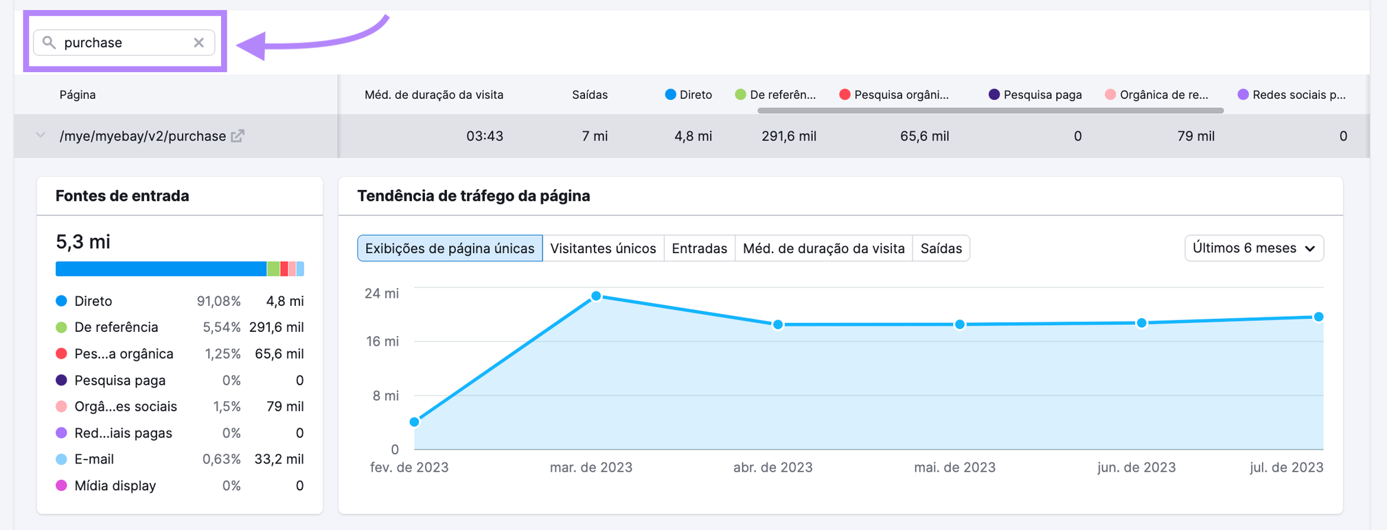 resultados filtrando as páginas do ebay pela palavra “purchase”