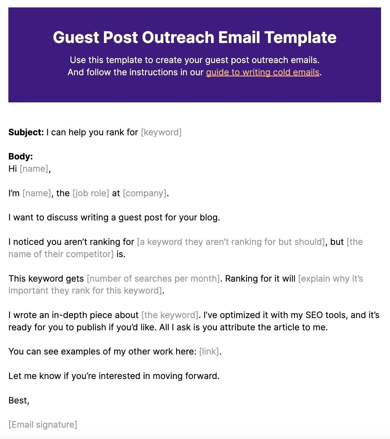 Guest Post Outreach Email Template