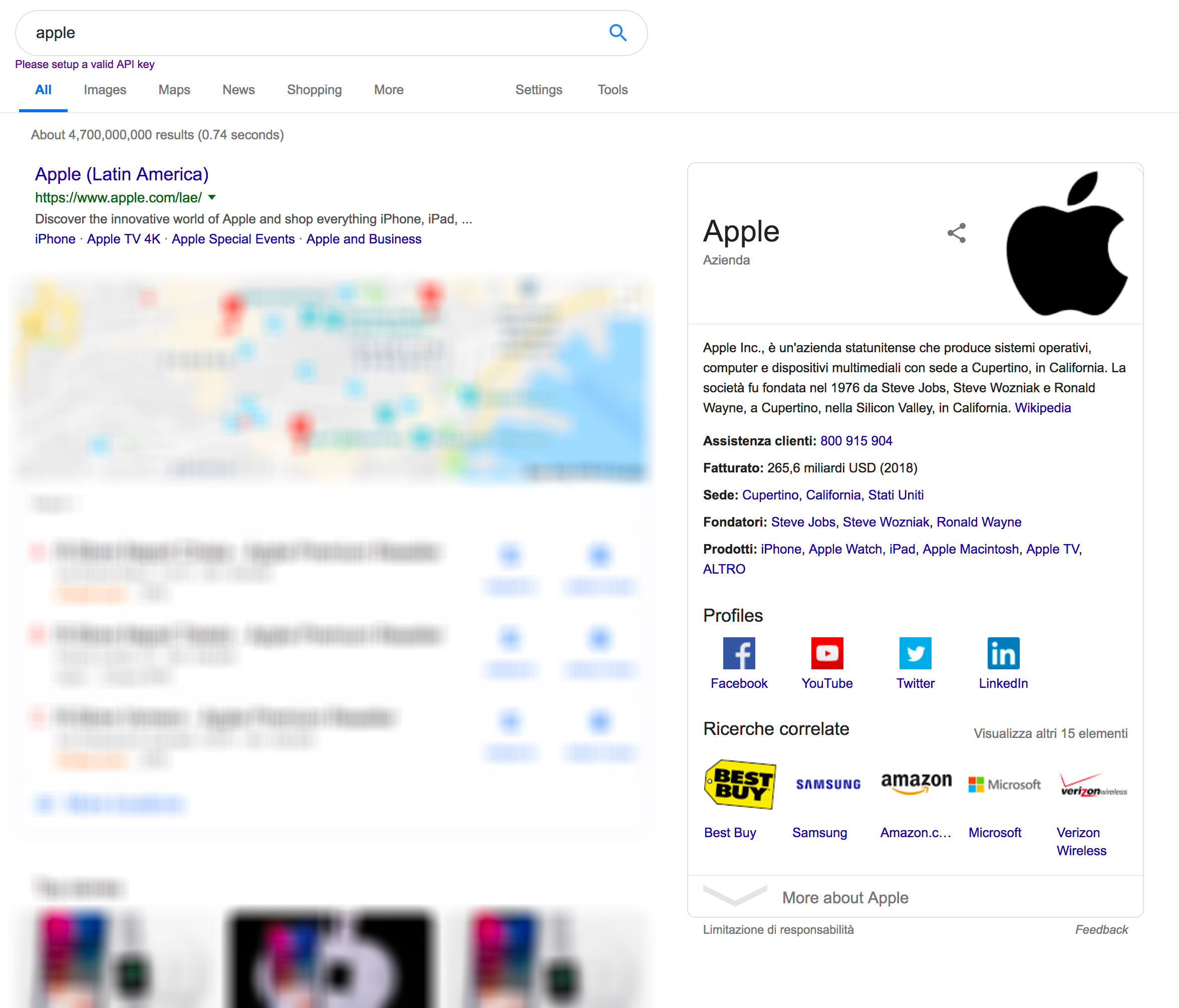 Snippet di Google: knowledge graph