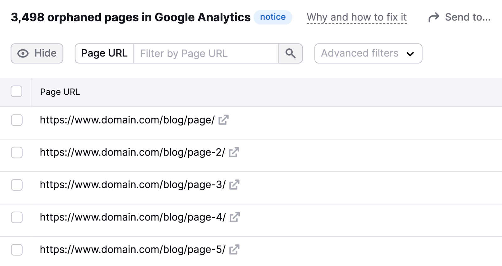 “3,498 orphaned pages in Google Analytics” page
