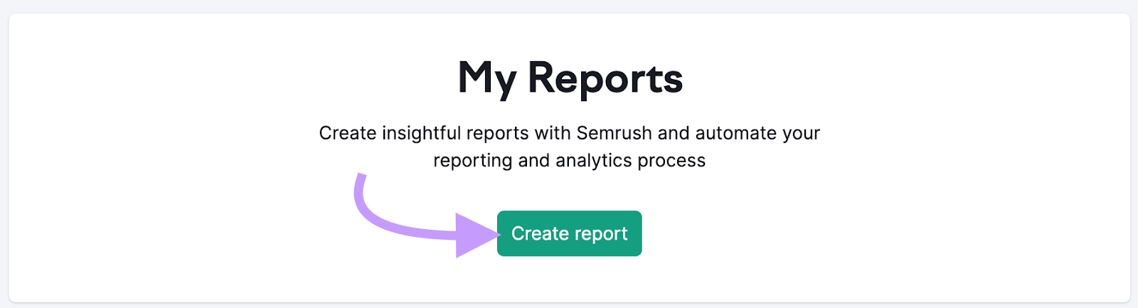 “Create report" button in My Reports tool