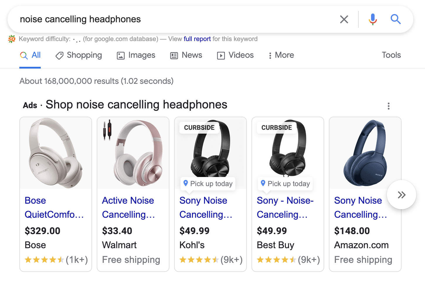 product rich snippet example of noise cancelling headphones
